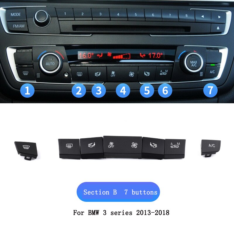 For BMW 3 serie F35 Car Air conditioner Heater Switch button Audio CD Digital Seat heating switch Knob cover Keycaps Trim