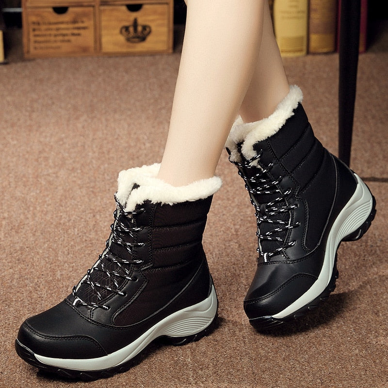 Women&#39;s Shoes Winter Fashion Ankle Boots Women Keep Warm Female Lace Up Waterproof Boots Ladies Comfortable Women&#39;s Ankle Shoes