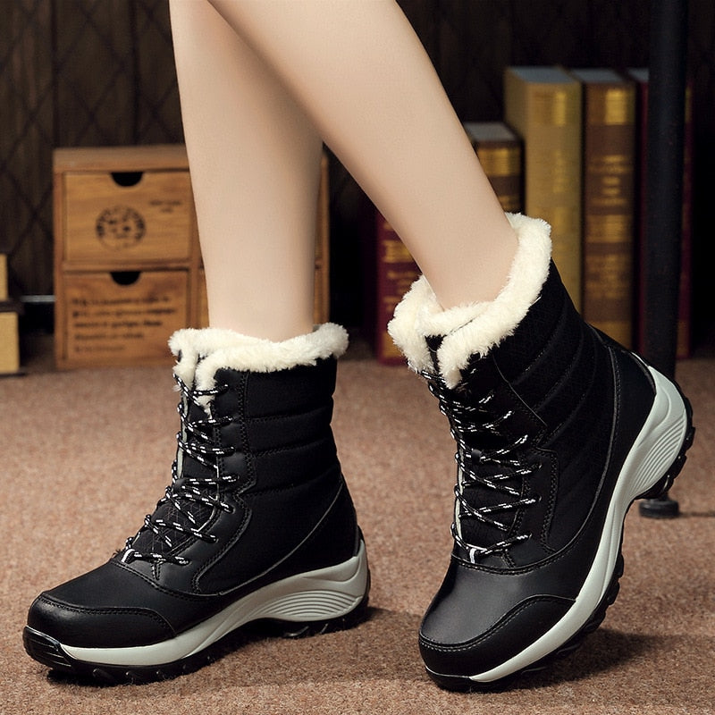 Women&#39;s Shoes Winter Fashion Ankle Boots Women Keep Warm Female Lace Up Waterproof Boots Ladies Comfortable Women&#39;s Ankle Shoes