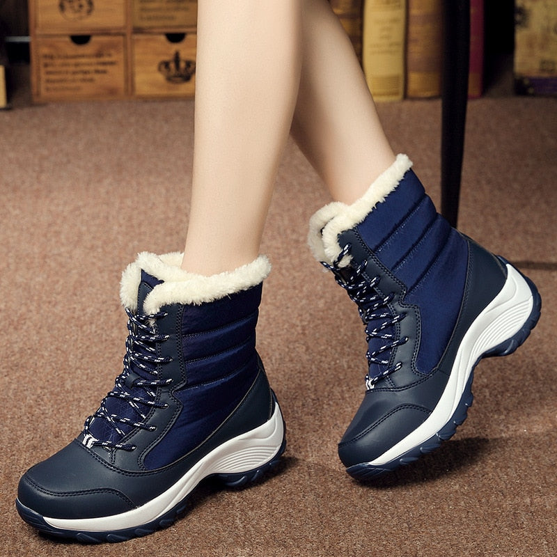 Women&#39;s Shoes Winter Fashion Ankle Boots Women Keep Warm Female Lace Up Waterproof Boots Ladies Comfortable Women&#39;s Ankle Shoes