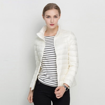 Women Winter Coat 2021 New Ultra Light White Duck Down Jacket Slim Women Winter Puffer Jacket Portable Windproof Down Coat 7XL