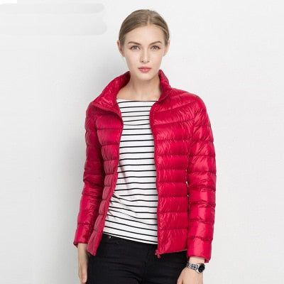 Women Winter Coat 2021 New Ultra Light White Duck Down Jacket Slim Women Winter Puffer Jacket Portable Windproof Down Coat 7XL