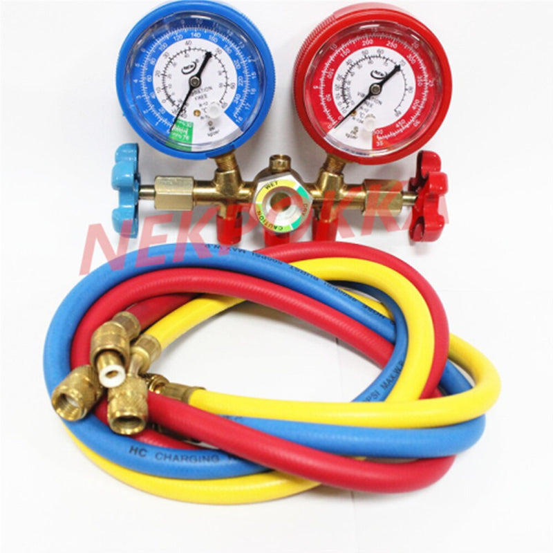 R134  R12 Refrigerant pressure gauge for  air conditioning/Pressure metering of refrigerant filling, 1.3 meter hose