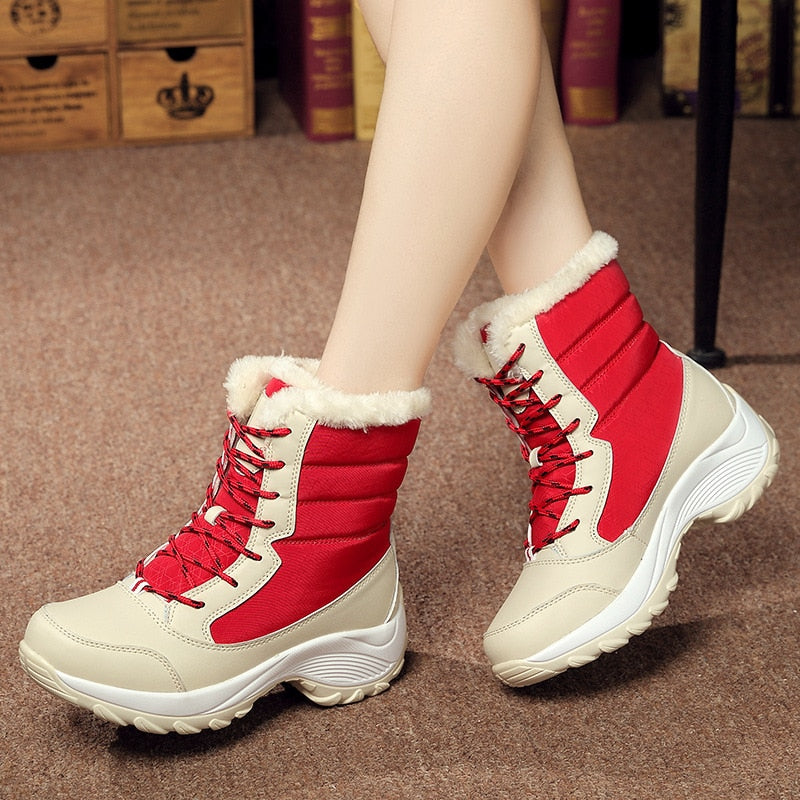 Women&#39;s Shoes Winter Fashion Ankle Boots Women Keep Warm Female Lace Up Waterproof Boots Ladies Comfortable Women&#39;s Ankle Shoes