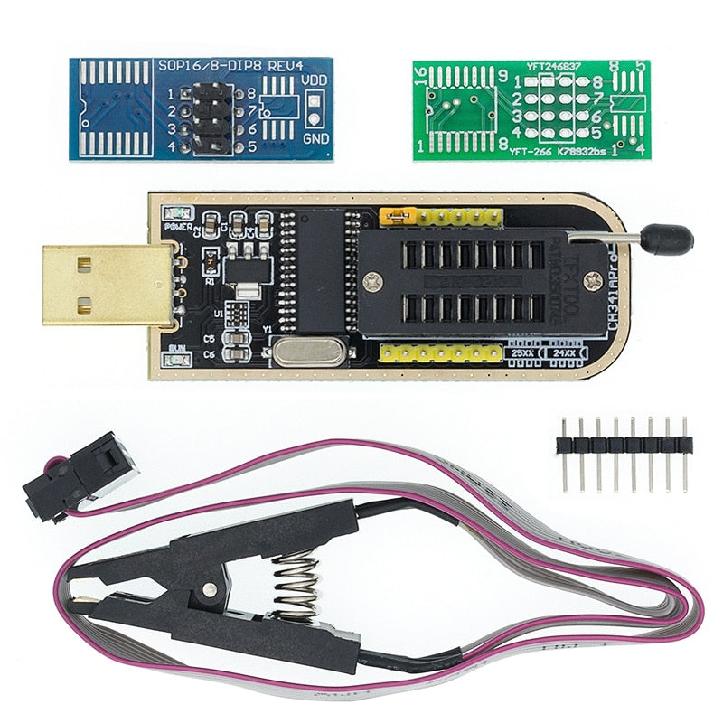 CH341A/CH341B 24 25 Series EEPROM Flash BIOS USB Programmer Module SOIC8 SOP8 Test Clip For EEPROM 93CXX / 25CXX / 24CXX DIY KIT