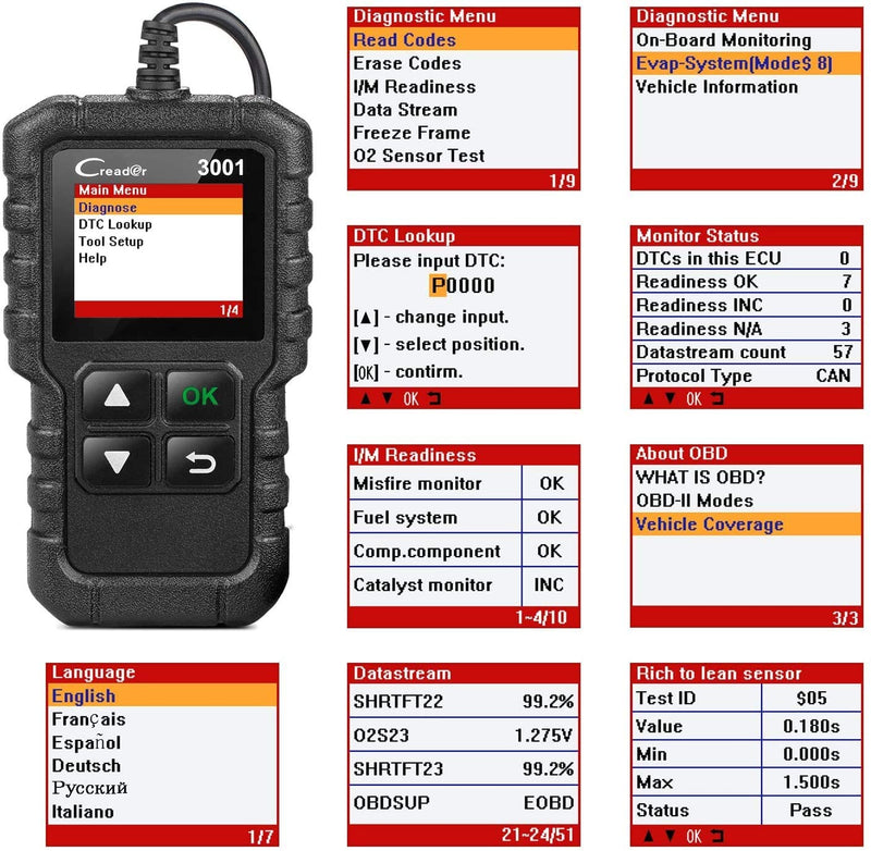 LAUNCH X431 CR3001 Creader Code Reader V2.0 OBDII EOBD Read Code Engine Check Auto Diagnostic Tool DIY OBD Scanner pk ELM327