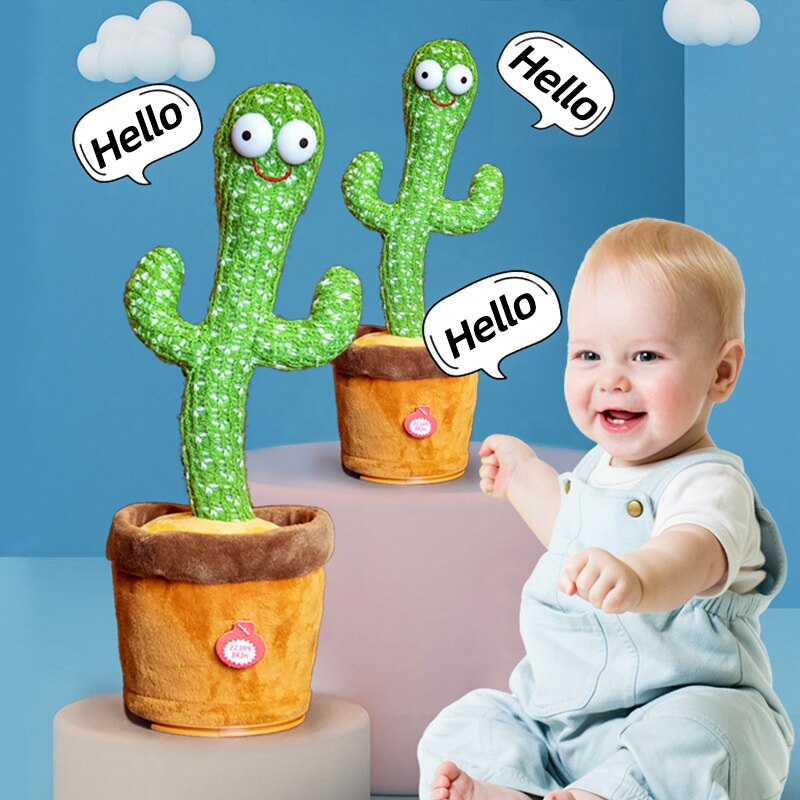 Dancing Cactus Repeat Talking Toy Song Speaker Wriggle Dancing Sing Toy Talk Plushie Stuffed Toys for Baby Adult Toys