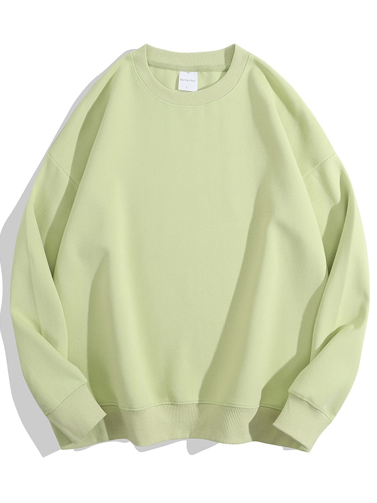 Spring Cotton Pullover Sweatshirts Oversize Women O Neck Loose Long Sleeve Top Solid Oversized Green Sweatshirt For Women 2023