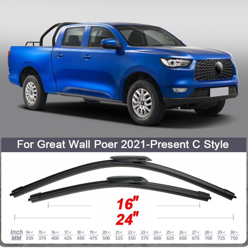 Car Windshield Wiper Blades Rubber Frameless Bracketless Car Wipers For Great Wall Haval Jolion Dargo For GWM POER TANK 300 500