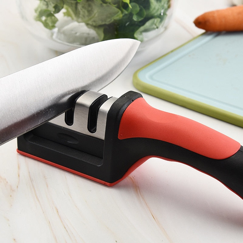 Kitchen 3-Segment Knife Sharpener Household Multi-Functional Hand-Held Three-Purpose Black Sharpening Stone