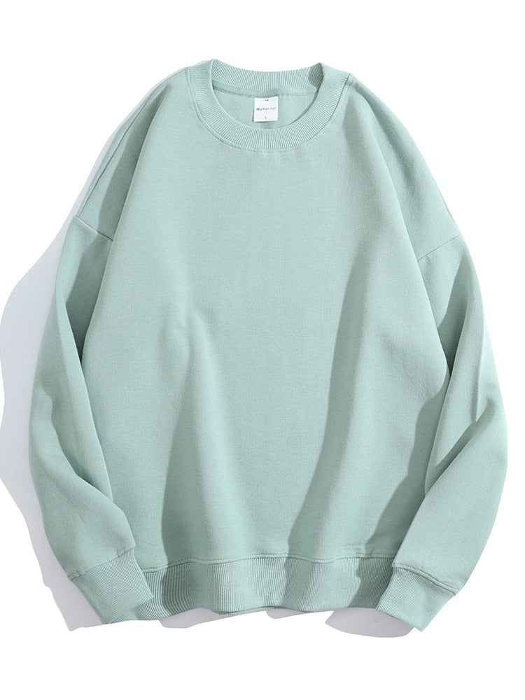 Spring Cotton Pullover Sweatshirts Oversize Women O Neck Loose Long Sleeve Top Solid Oversized Green Sweatshirt For Women 2023