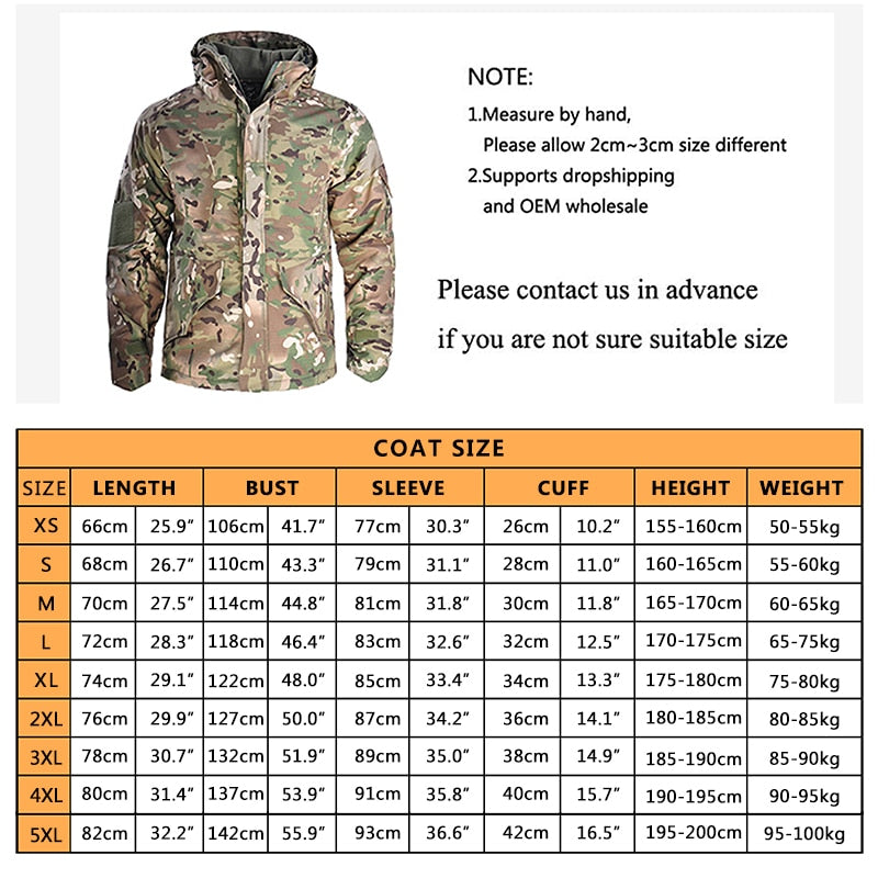 Tactical Jacket Hiking Jackets G8 Men Waterproof Warm Men Hooded Windbreaker Fleece Hunt Clothes Camouflage Army Military Jacket