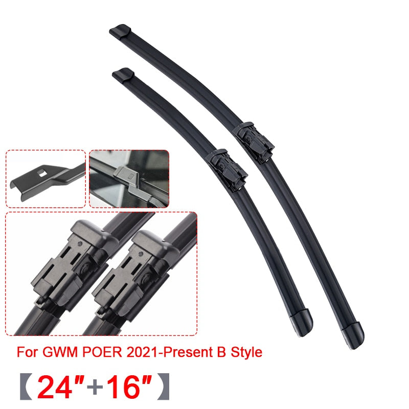 Car Windshield Wiper Blades Rubber Frameless Bracketless Car Wipers For Great Wall Haval Jolion Dargo For GWM POER TANK 300 500