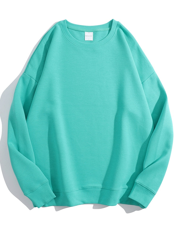 Spring Cotton Pullover Sweatshirts Oversize Women O Neck Loose Long Sleeve Top Solid Oversized Green Sweatshirt For Women 2023