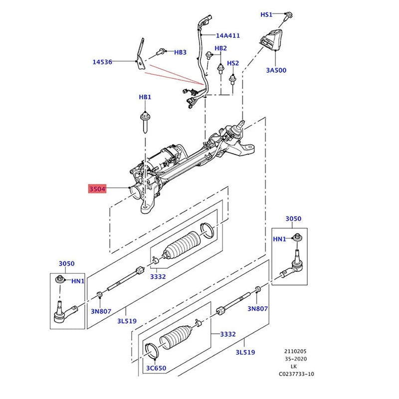 correia da direção eletrica land rover  2011 a 2019