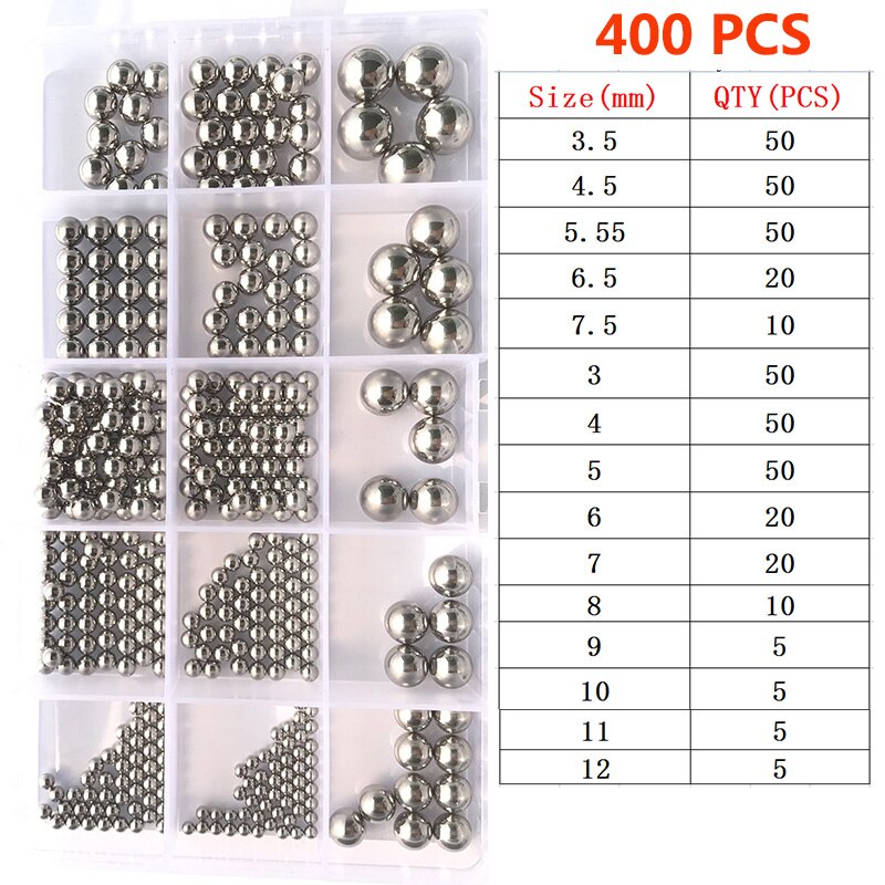 304 Stainless Steel Solid Ball 150/400/520PCS SUS Precision Bearing Steel Small Pellet Slingshot Marbles Round Smooth Slide Ball