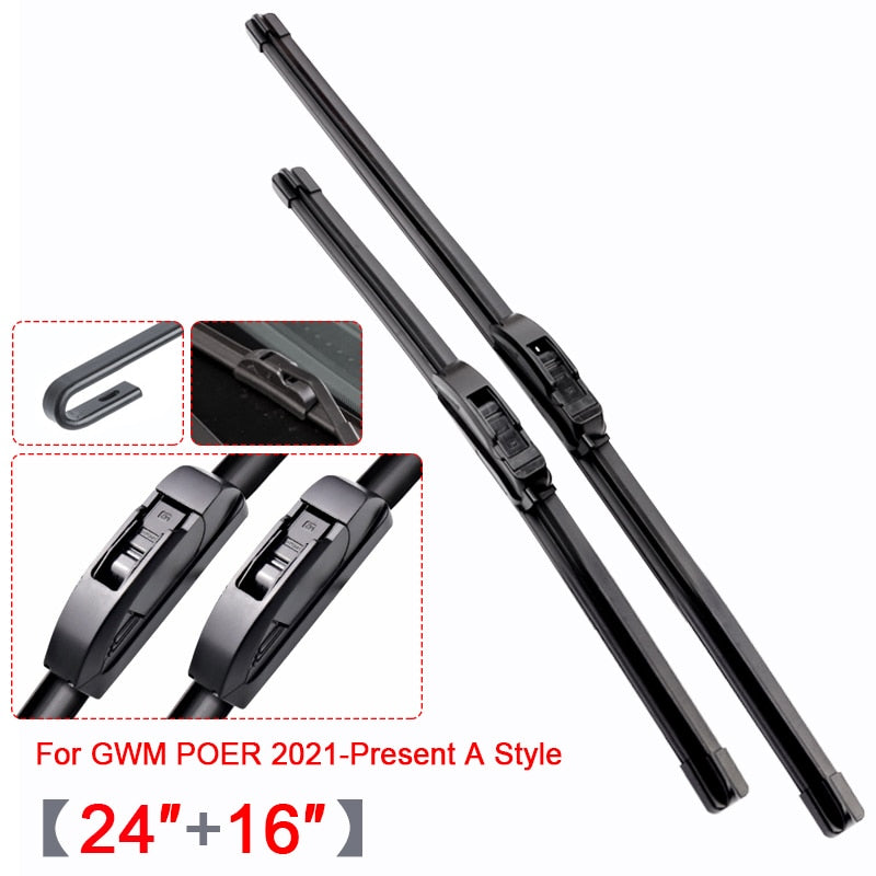 Car Windshield Wiper Blades Rubber Frameless Bracketless Car Wipers For Great Wall Haval Jolion Dargo For GWM POER TANK 300 500