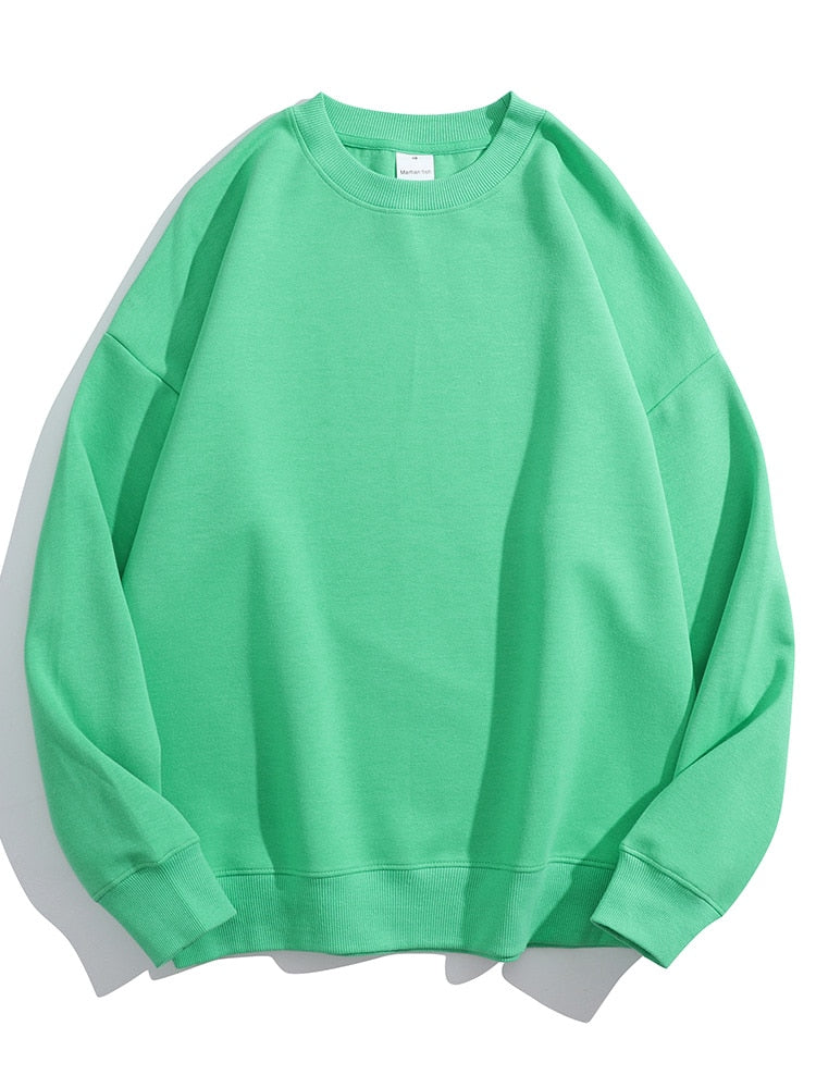 Spring Cotton Pullover Sweatshirts Oversize Women O Neck Loose Long Sleeve Top Solid Oversized Green Sweatshirt For Women 2023