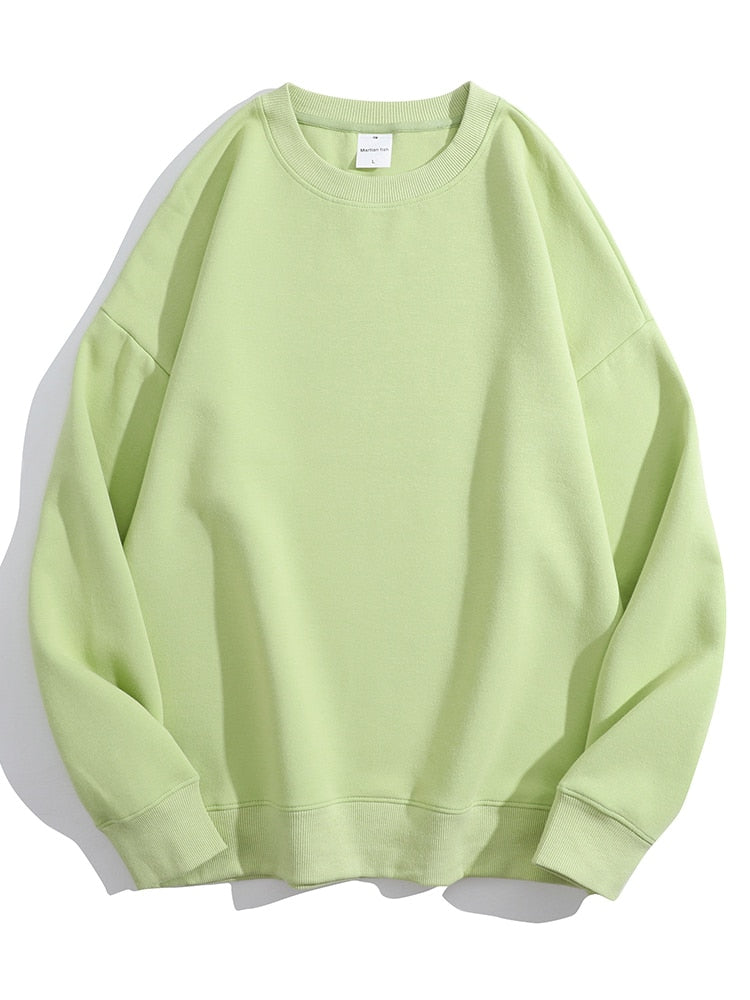 Spring Cotton Pullover Sweatshirts Oversize Women O Neck Loose Long Sleeve Top Solid Oversized Green Sweatshirt For Women 2023