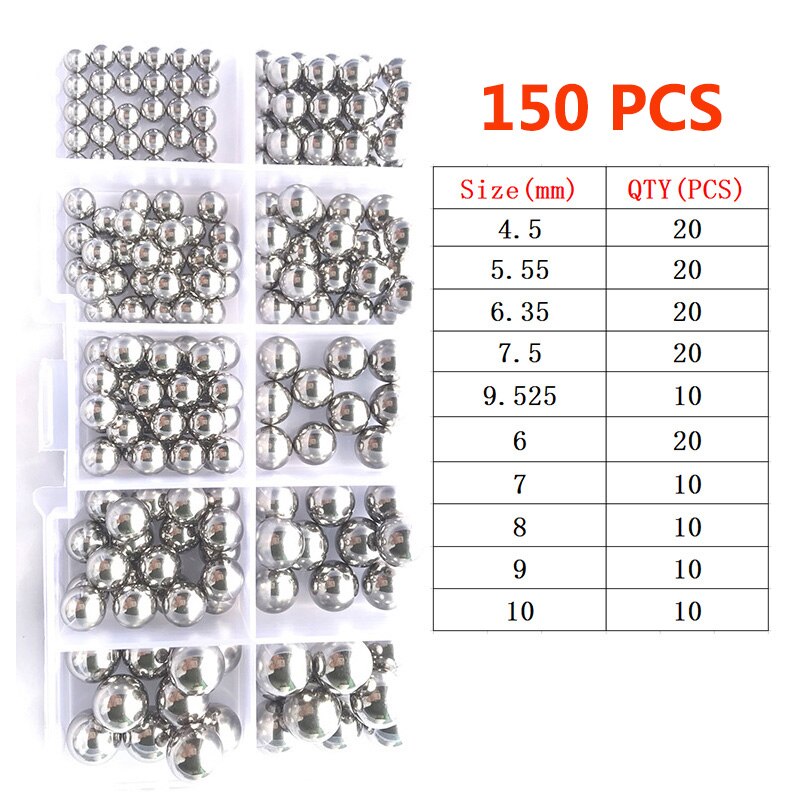 304 Stainless Steel Solid Ball 150/400/520PCS SUS Precision Bearing Steel Small Pellet Slingshot Marbles Round Smooth Slide Ball