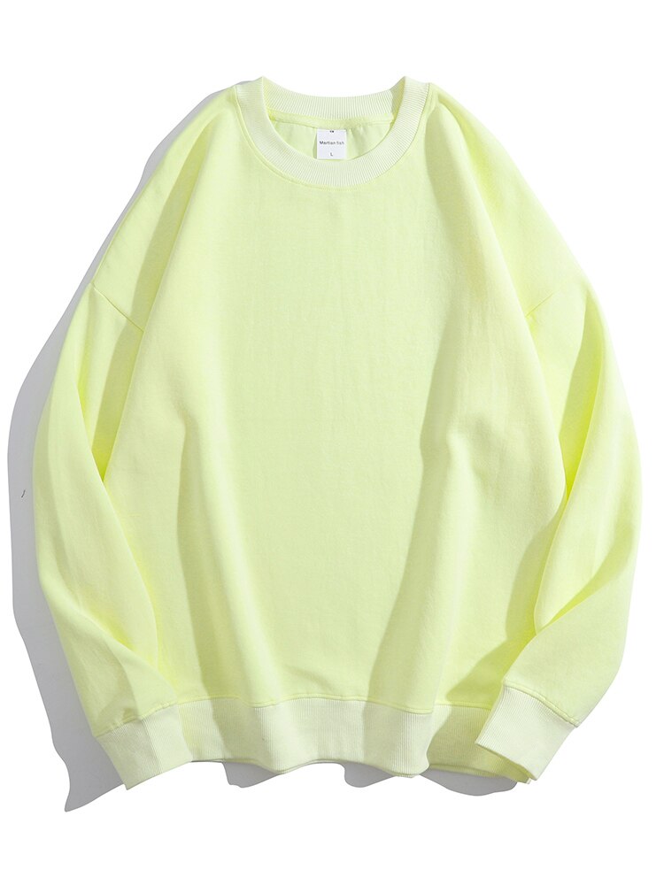 Spring Cotton Pullover Sweatshirts Oversize Women O Neck Loose Long Sleeve Top Solid Oversized Green Sweatshirt For Women 2023