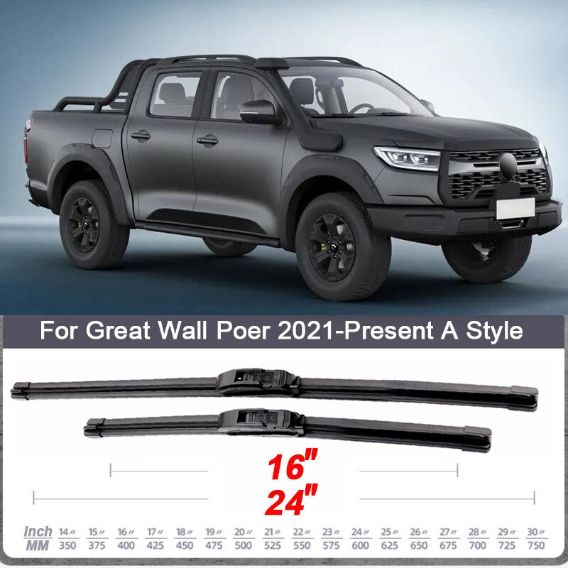 Car Windshield Wiper Blades Rubber Frameless Bracketless Car Wipers For Great Wall Haval Jolion Dargo For GWM POER TANK 300 500