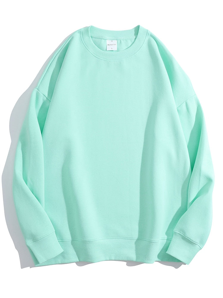 Spring Cotton Pullover Sweatshirts Oversize Women O Neck Loose Long Sleeve Top Solid Oversized Green Sweatshirt For Women 2023