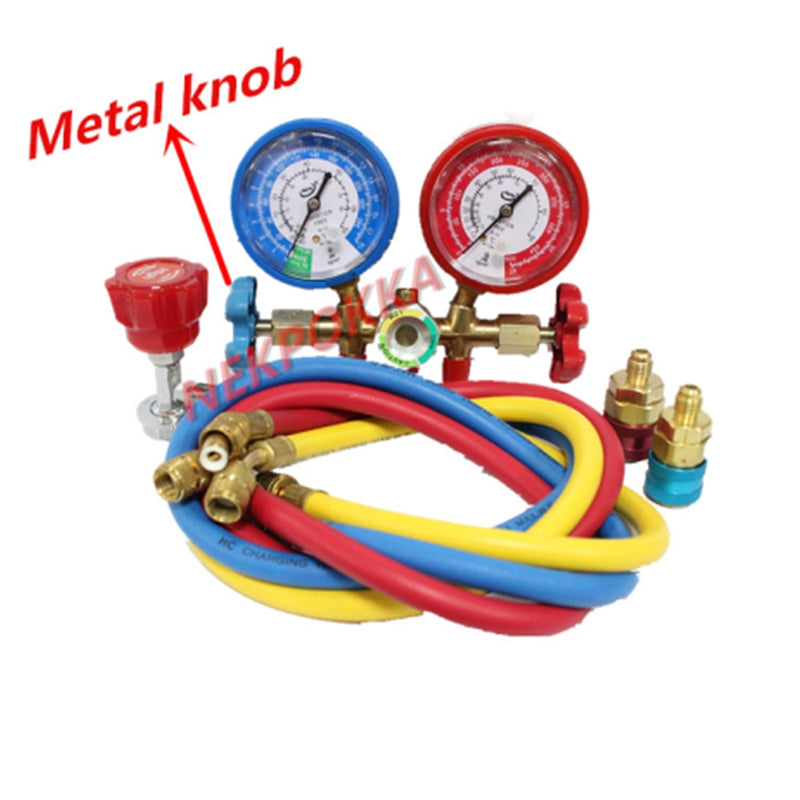 R134  R12 Refrigerant pressure gauge for  air conditioning/Pressure metering of refrigerant filling, 1.3 meter hose