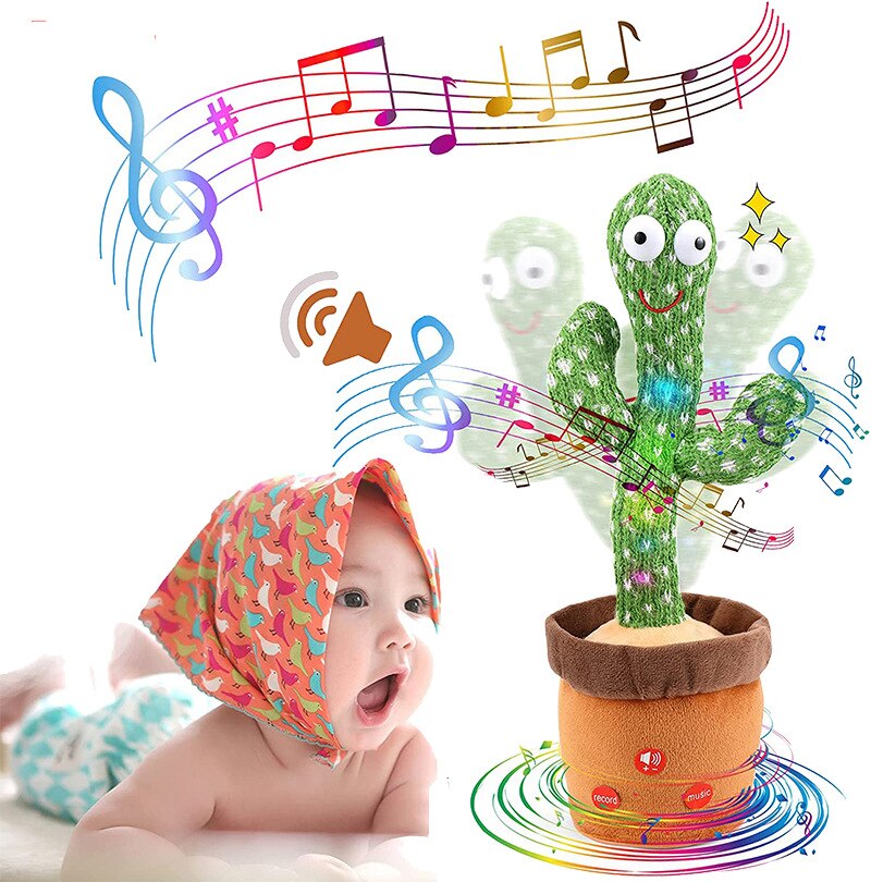 Dancing Cactus Repeat Talking Toy Song Speaker Wriggle Dancing Sing Toy Talk Plushie Stuffed Toys for Baby Adult Toys